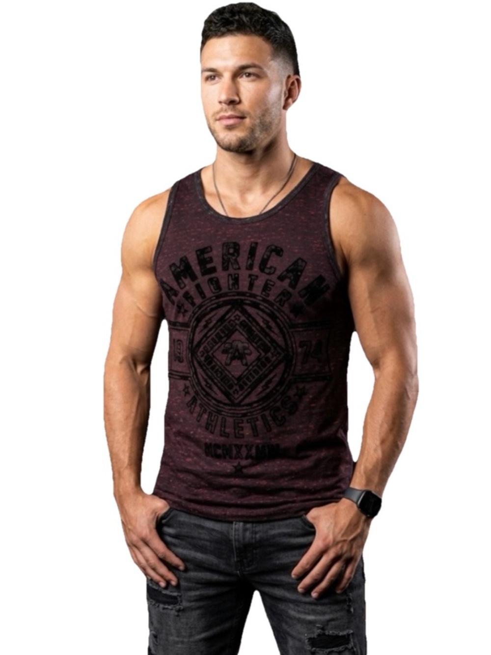 American Fighter x Affliction Kendall Black & Maroon Men’s Tank Top Size XS
